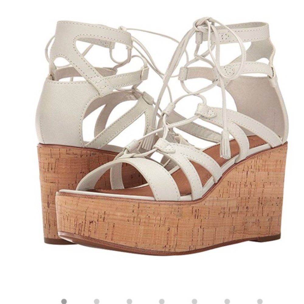 3xHP💝Frye Gladiator Heather wedges in white sz 9 plus free bag